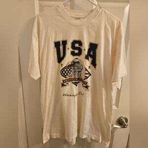 Vintage 1995 Graphic Shirt USA Eagle Men XL Beige